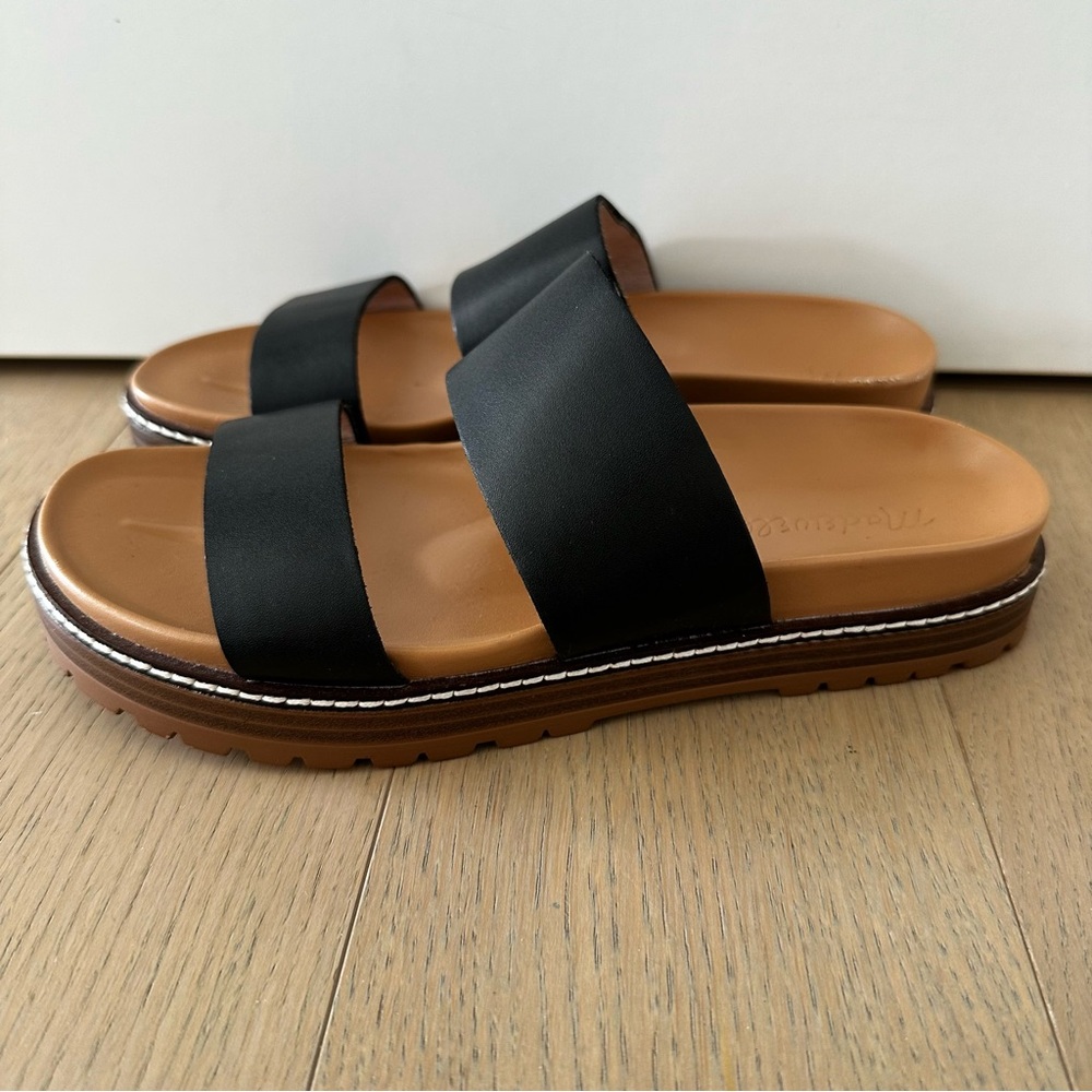 Madewell Charley Double Strap Slide Sandals True Black Size 6.5 Vacation Travel - Picture 4 of 11